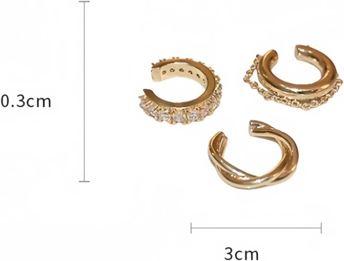 Gold Clip on Earrings For Women Trendy Ear Cuffs Non Piercing Cartilage Earring,14k Gold Plated Fake Piercings Earrings Earcuff,Women's Hoop Earrings Clips for Non Pierced Ears Earing Set