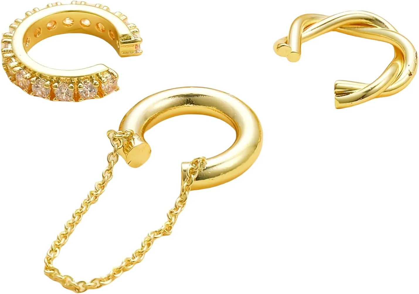 Gold Clip on Earrings For Women Trendy Ear Cuffs Non Piercing Cartilage Earring,14k Gold Plated Fake Piercings Earrings Earcuff,Women's Hoop Earrings Clips for Non Pierced Ears Earing Set