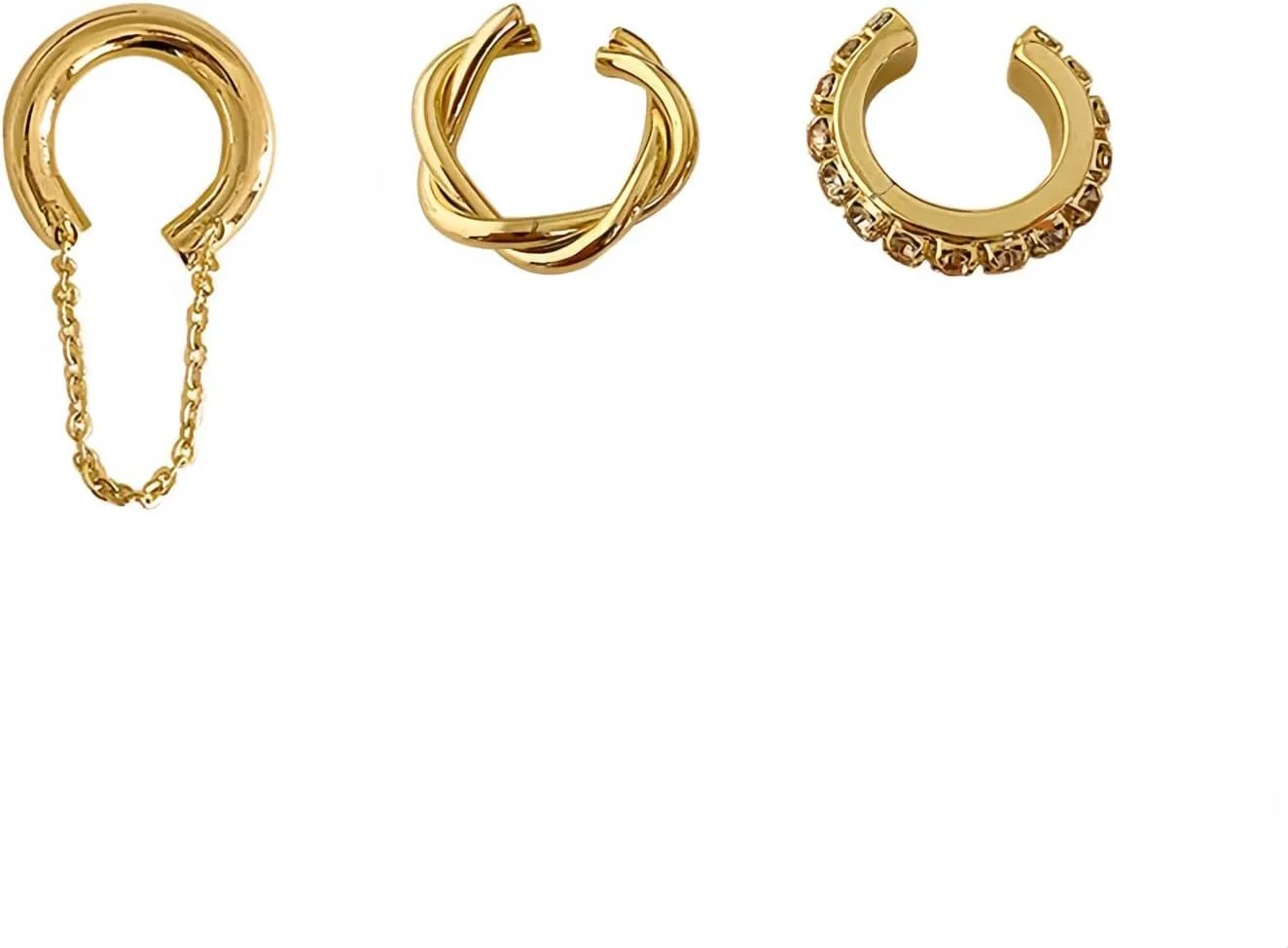 Gold Clip on Earrings For Women Trendy Ear Cuffs Non Piercing Cartilage Earring,14k Gold Plated Fake Piercings Earrings Earcuff,Women's Hoop Earrings Clips for Non Pierced Ears Earing Set
