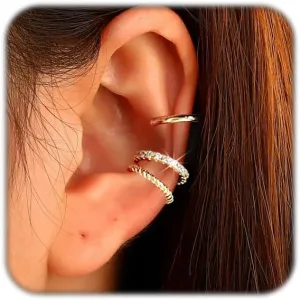 Gold Ear Cuff Earrings For Women Non Piercing Fake Earrings Sets Adjustable Clip On Wrap Earrings (Golden)