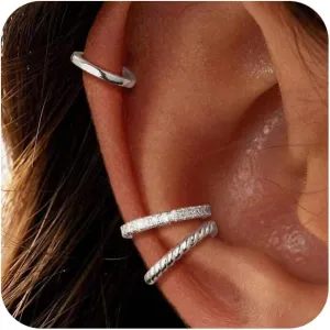 Gold Ear Cuffs for Women Non Piercing, 14K Gold Plated/925 Sterling Silver Ear Cuff Earrings for Women Trendy Thin Cubic Zirconia Huggie Hoop Cartilage Earring Ear Cuffs Jewelry Gift