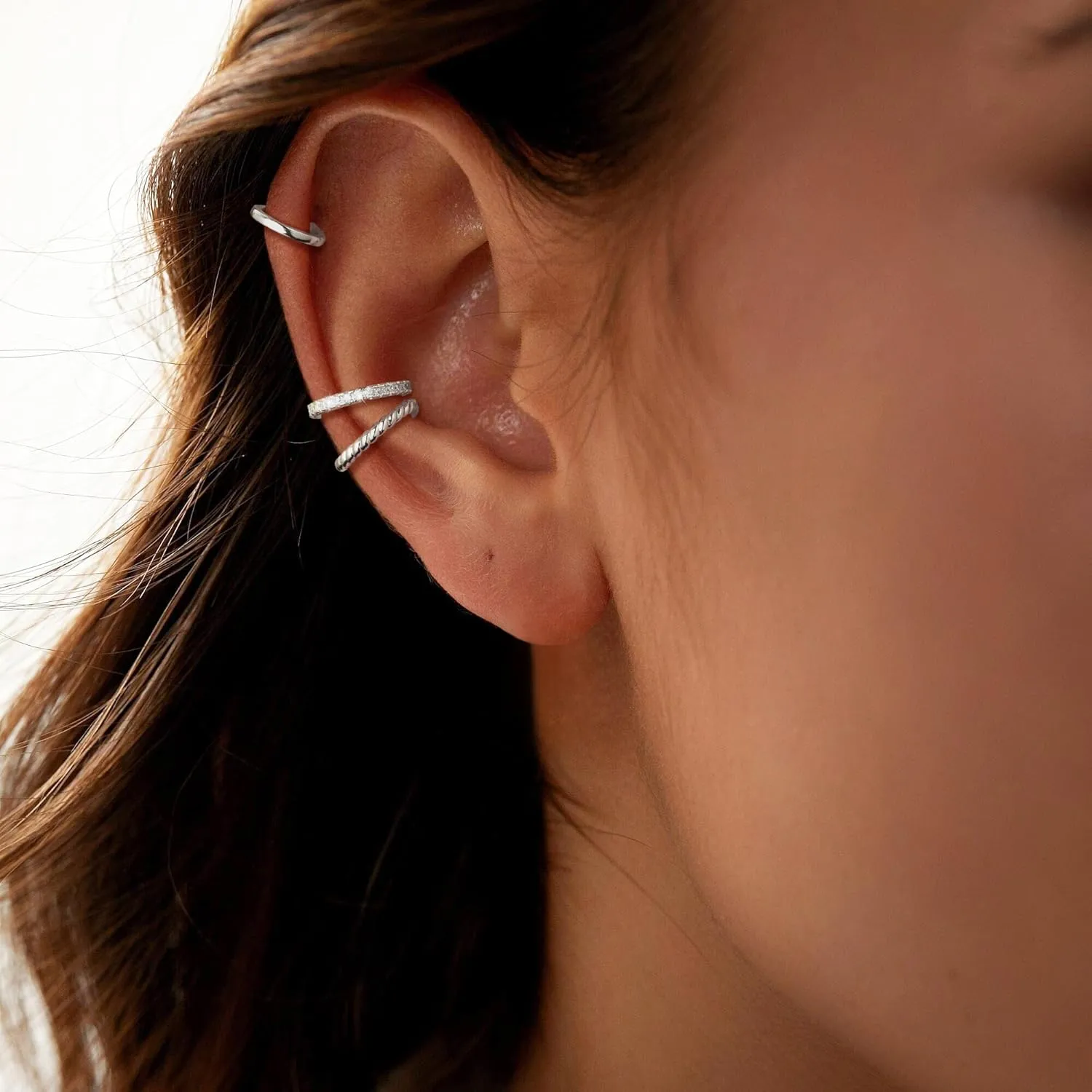 Gold Ear Cuffs for Women Non Piercing, 14K Gold Plated/925 Sterling Silver Ear Cuff Earrings for Women Trendy Thin Cubic Zirconia Huggie Hoop Cartilage Earring Ear Cuffs Jewelry Gift