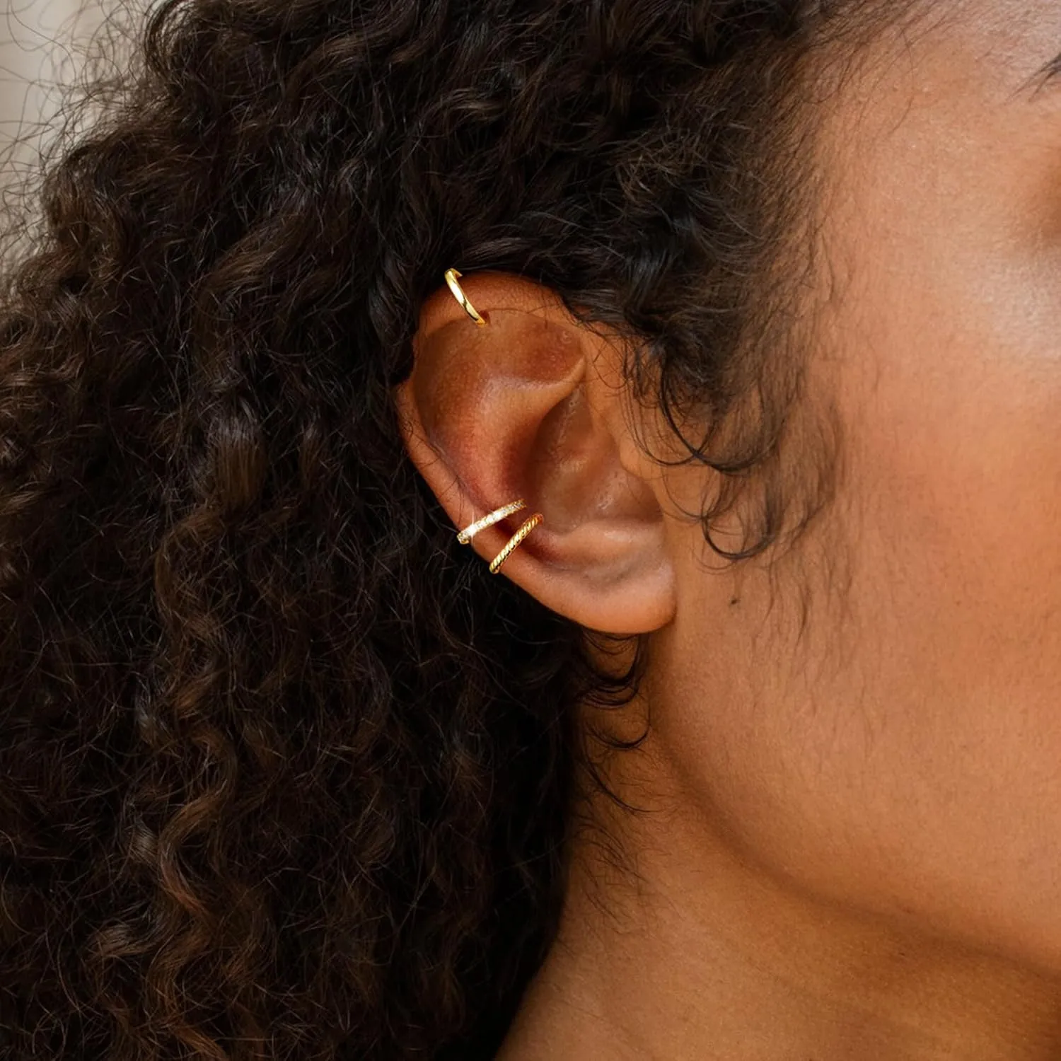 Gold Ear Cuffs for Women Non Piercing, 14K Gold Plated/925 Sterling Silver Ear Cuff Earrings for Women Trendy Thin Cubic Zirconia Huggie Hoop Cartilage Earring Ear Cuffs Jewelry Gift