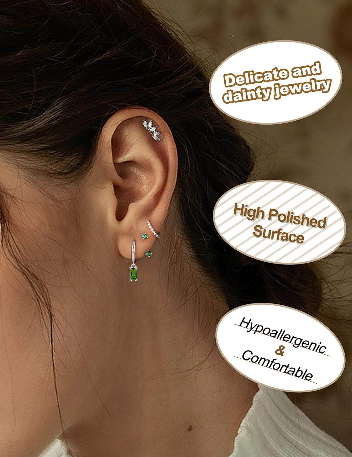 Gold Hoop Earrings for Women Hypoallergenic - 14K Gold Plated Dainty Stud Earrings Dangle Small Huggie Cartilage Earring Stacks Gold Jewelry
