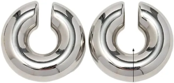 Gold Plated Stainless Steel Round Minimalism Ear Cuffs For Women