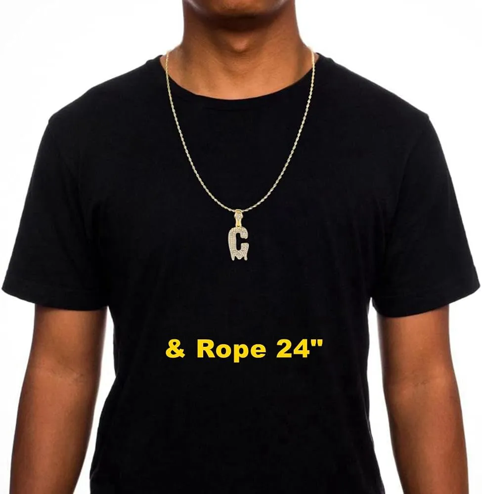 Gold Silver Initial Letter Necklaces for Men/Women, Dripping Initial Letter Pendant Necklaces A-Z, Mens Necklace Initial Letter chains