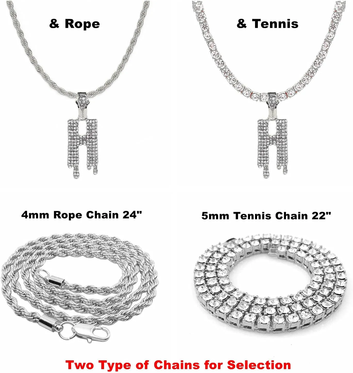 Gold Silver Initial Letter Necklaces for Men/Women, Dripping Initial Letter Pendant Necklaces A-Z, Mens Necklace Initial Letter chains