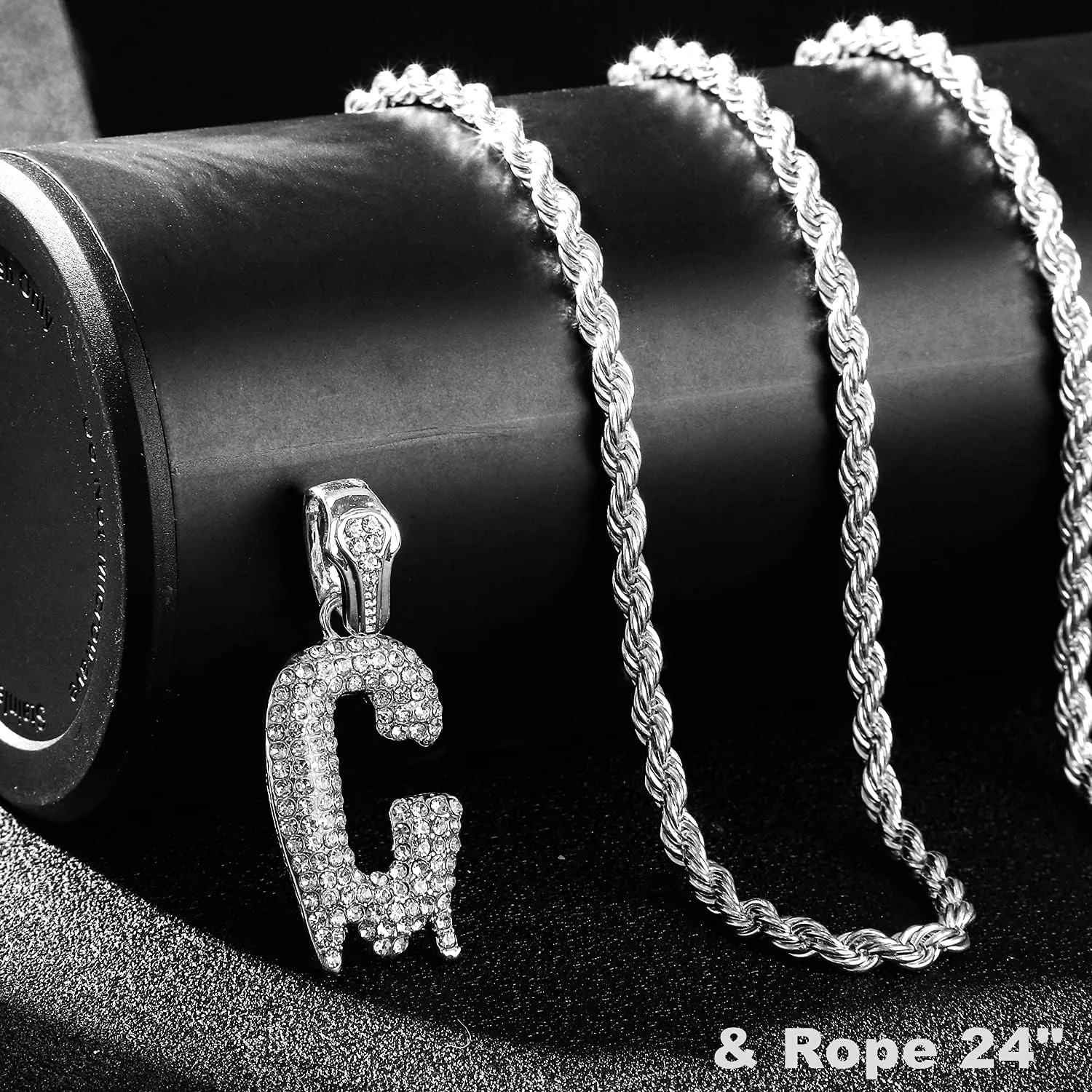 Gold Silver Initial Letter Necklaces for Men/Women, Dripping Initial Letter Pendant Necklaces A-Z, Mens Necklace Initial Letter chains