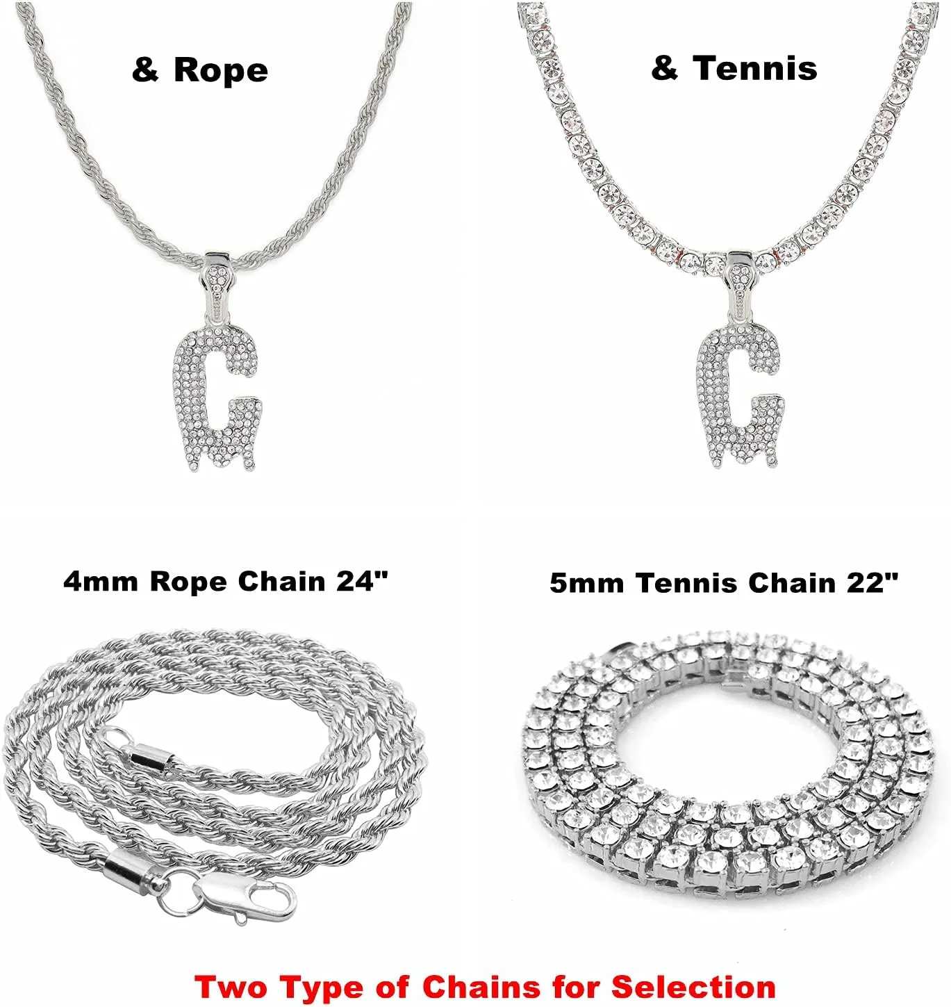 Gold Silver Initial Letter Necklaces for Men/Women, Dripping Initial Letter Pendant Necklaces A-Z, Mens Necklace Initial Letter chains