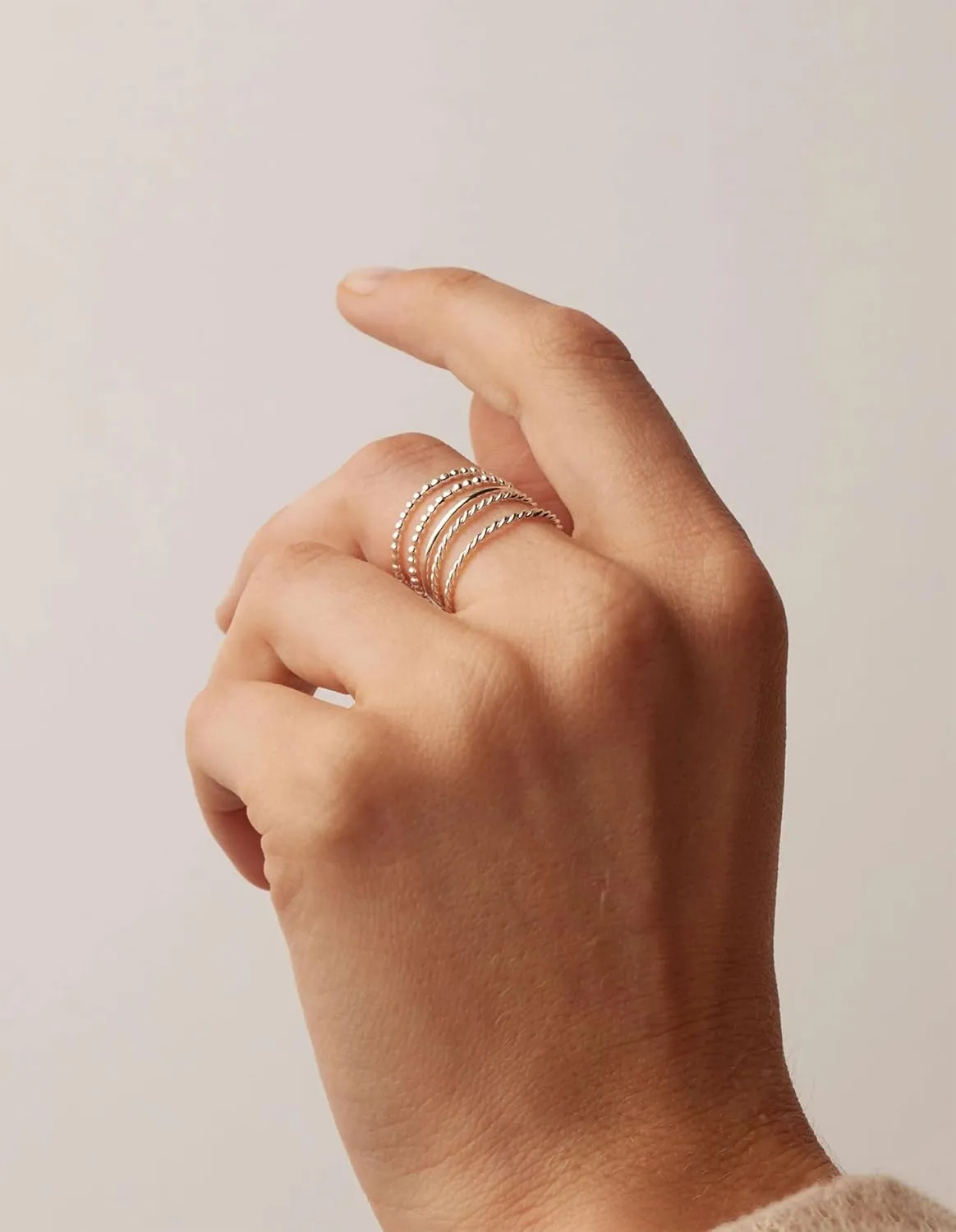 Gold Silver Rings for Women Non Tarnish Stackable 1.3mm Thin Gold Ring 14K Gold Plated Dainty Ring Set Trendy Thumb Pinky Ring Wedding Bands Promise Engagement Gold Jewelry Gifts Size 6-11