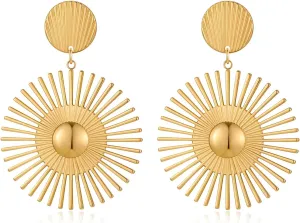 Gold Sun Dangle Earrings for Women Large Formal Earrings Vintage Boho Statement Earrings Jewelry