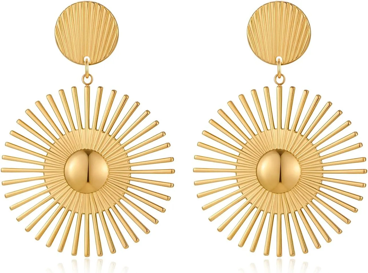 Gold Sun Dangle Earrings for Women Large Formal Earrings Vintage Boho Statement Earrings Jewelry