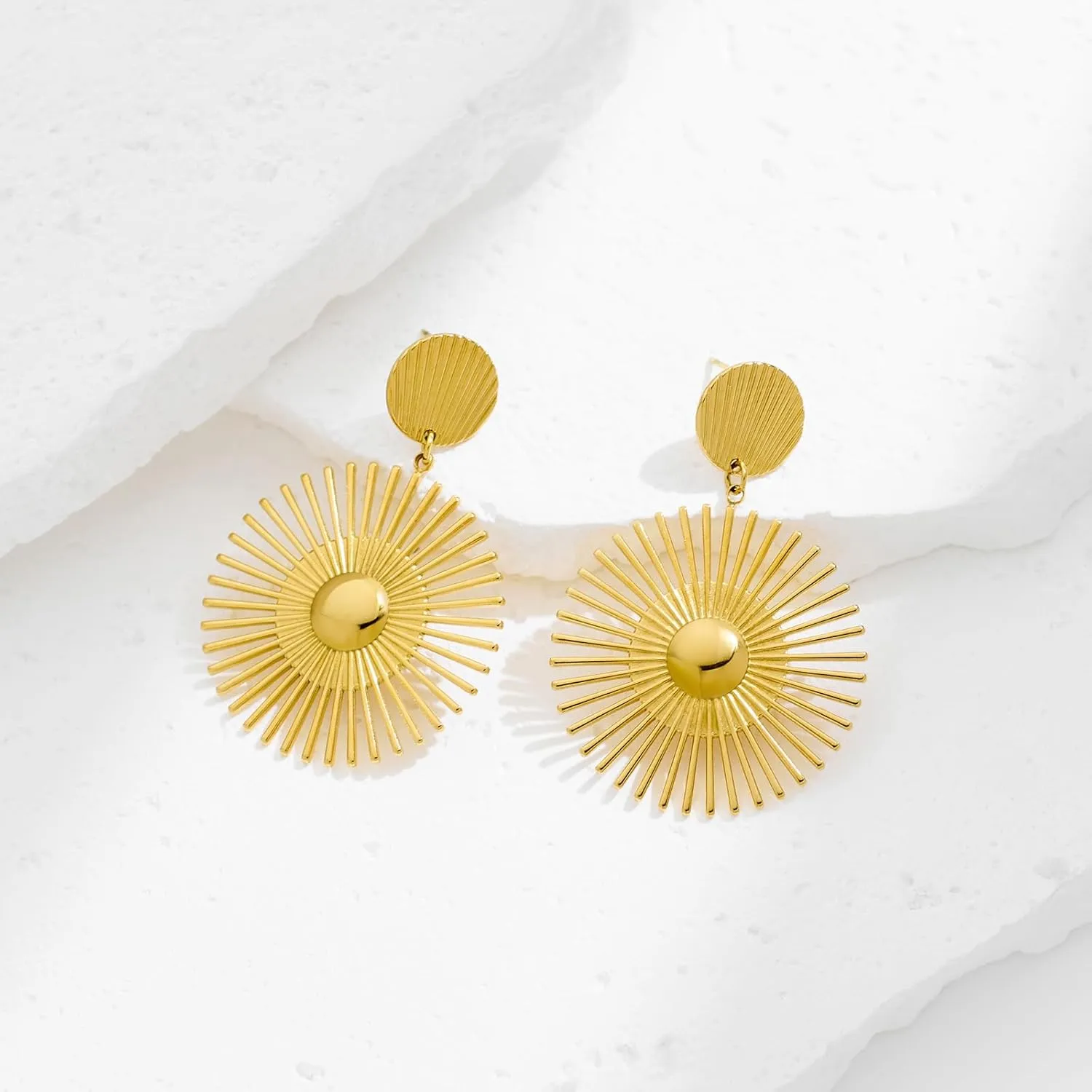 Gold Sun Dangle Earrings for Women Large Formal Earrings Vintage Boho Statement Earrings Jewelry