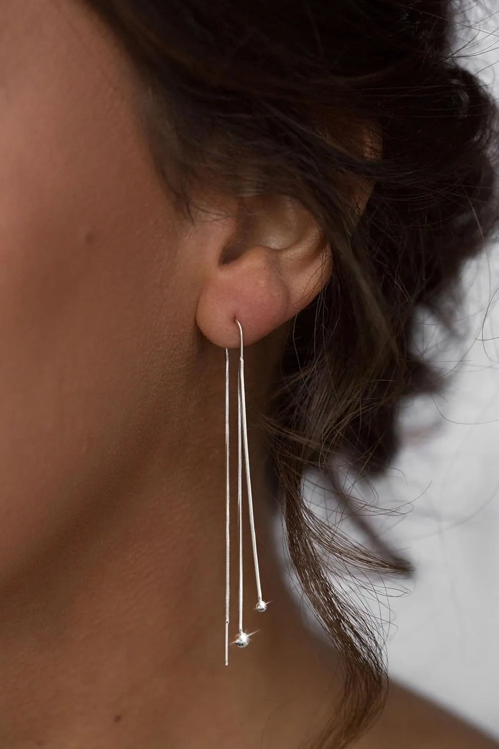 Gold/Silver Dangle Earrings for Women Dainty Long Hanging Chain Earrings Trendy Hypoallergenic Dangling Pearl Threader Earrings for Women Non-Tarnish Jewelry