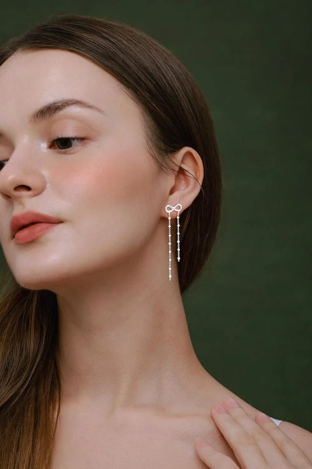 Gold/Silver Dangle Earrings for Women Dainty Long Hanging Chain Earrings Trendy Hypoallergenic Dangling Pearl Threader Earrings for Women Non-Tarnish Jewelry