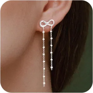Gold/Silver Dangle Earrings for Women Dainty Long Hanging Chain Earrings Trendy Hypoallergenic Dangling Pearl Threader Earrings for Women Non-Tarnish Jewelry