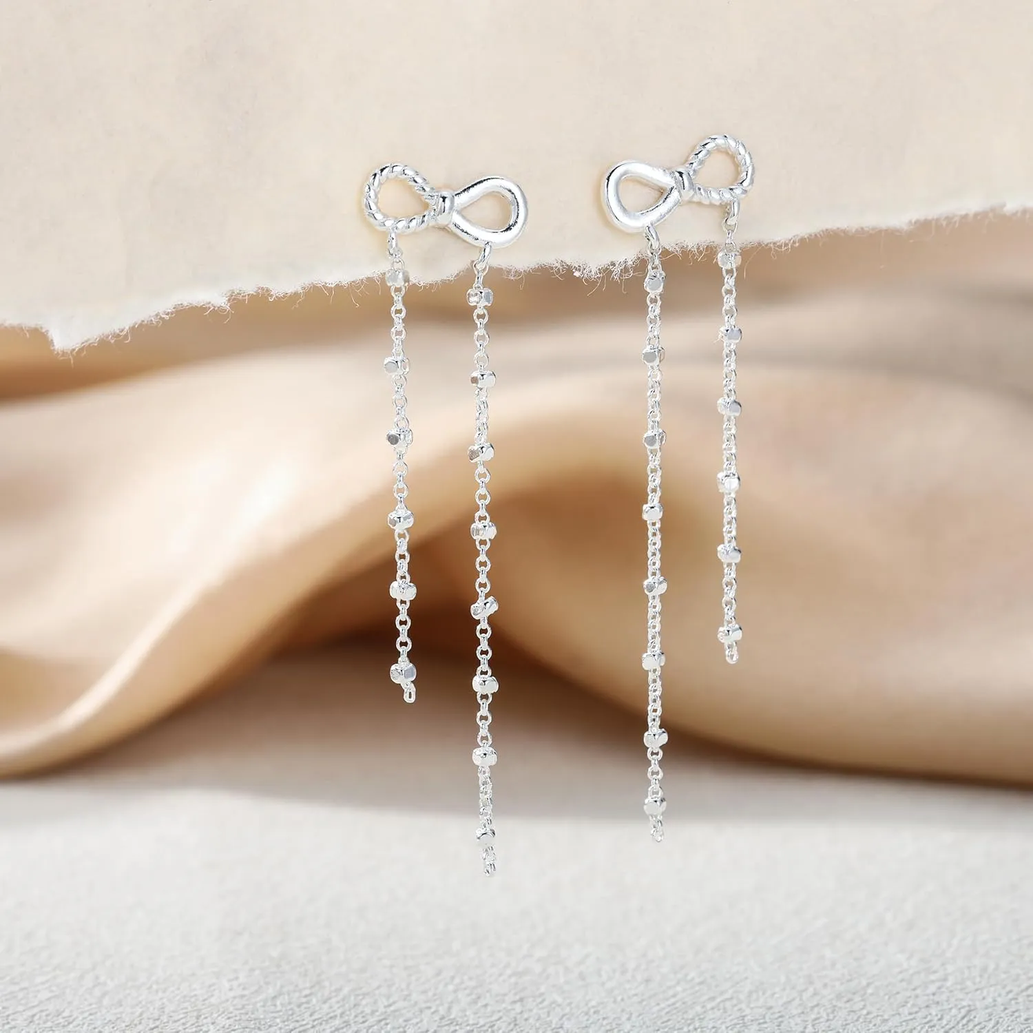 Gold/Silver Dangle Earrings for Women Dainty Long Hanging Chain Earrings Trendy Hypoallergenic Dangling Pearl Threader Earrings for Women Non-Tarnish Jewelry