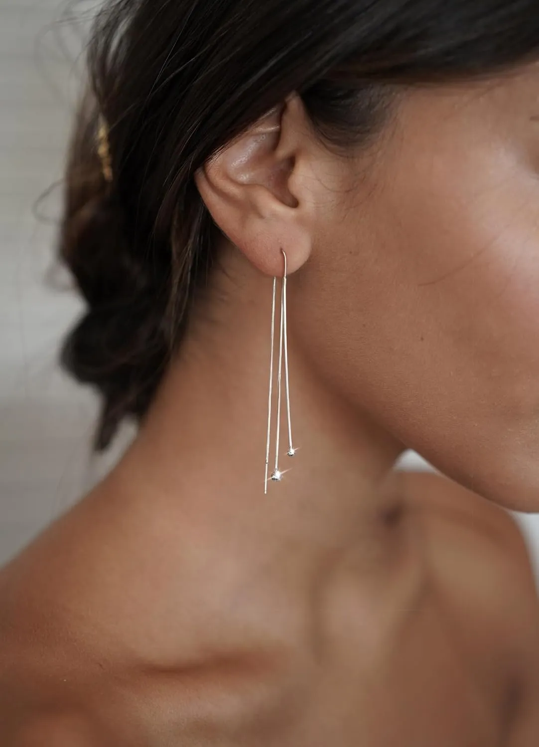Gold/Silver Dangle Earrings for Women Dainty Long Hanging Chain Earrings Trendy Hypoallergenic Dangling Pearl Threader Earrings for Women Non-Tarnish Jewelry