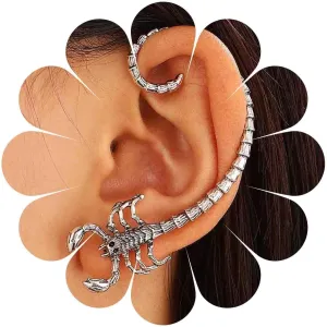 Gothic Silver Scorpion Ear Cuff Earrings Scorpion Climber Earrings Scorpion Ear Wrap Earrings Large Scorpion Earrings Exaggerated Halloween Earrings Jewelry for Women