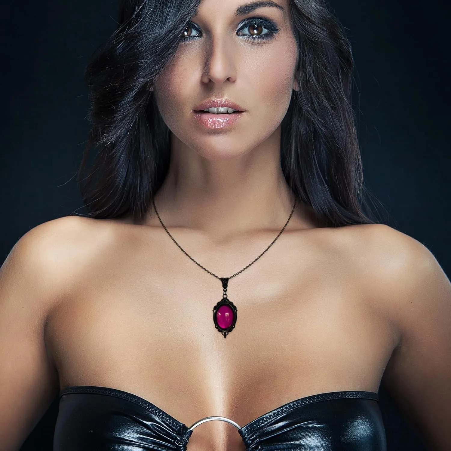 Gothic Stardust Cameo Necklaces for Women,Blood Red Necklace,Black Necklace,Purple Necklace,Gothic Necklace,Goth Teardrop Necklace Halloween Outfit Gothic Jewelry for Women