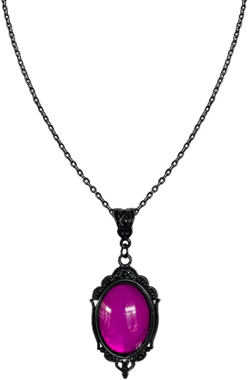 Gothic Stardust Cameo Necklaces for Women,Blood Red Necklace,Black Necklace,Purple Necklace,Gothic Necklace,Goth Teardrop Necklace Halloween Outfit Gothic Jewelry for Women