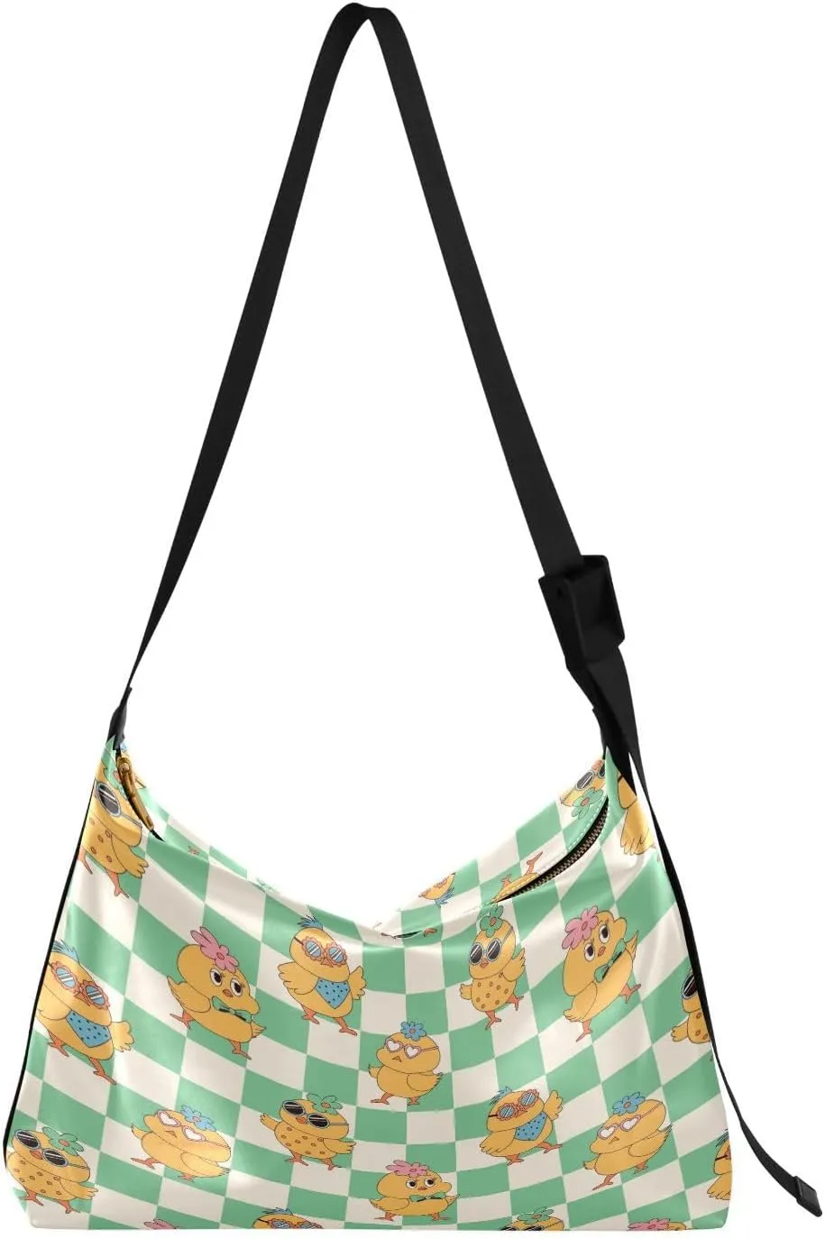 Groovy Hippie Chicks Hobo Crossbody Bags for Women Leather Large Shoulder Bag Cross Body Spring Easter Trendy Womens Tote Bags Handbag for Travel Shopping