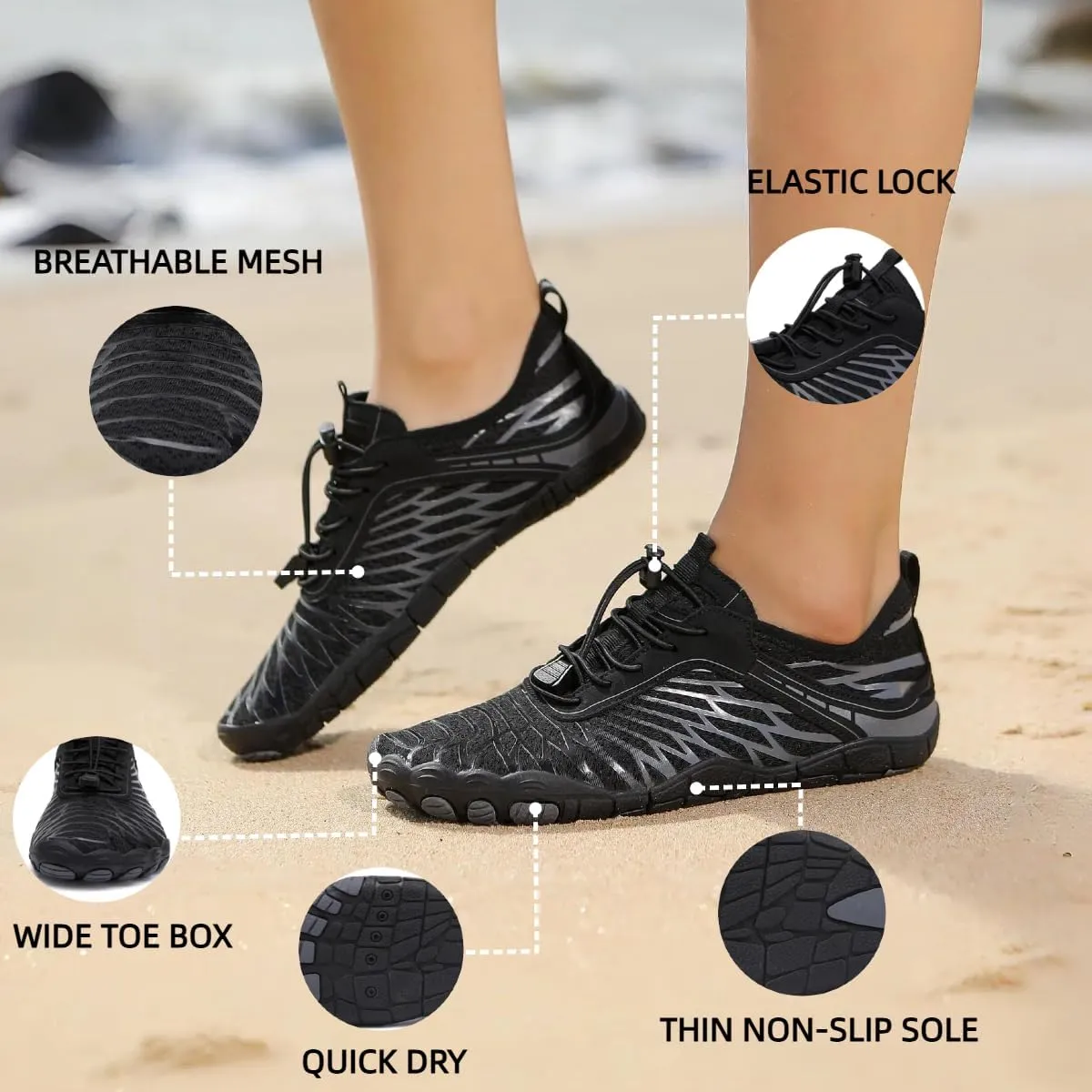 Grounded Footwear for Women Men Lightweight Barefoot Shoes Quick-Dry Water Shoes with Zero Drop Sole Wide Toe Box