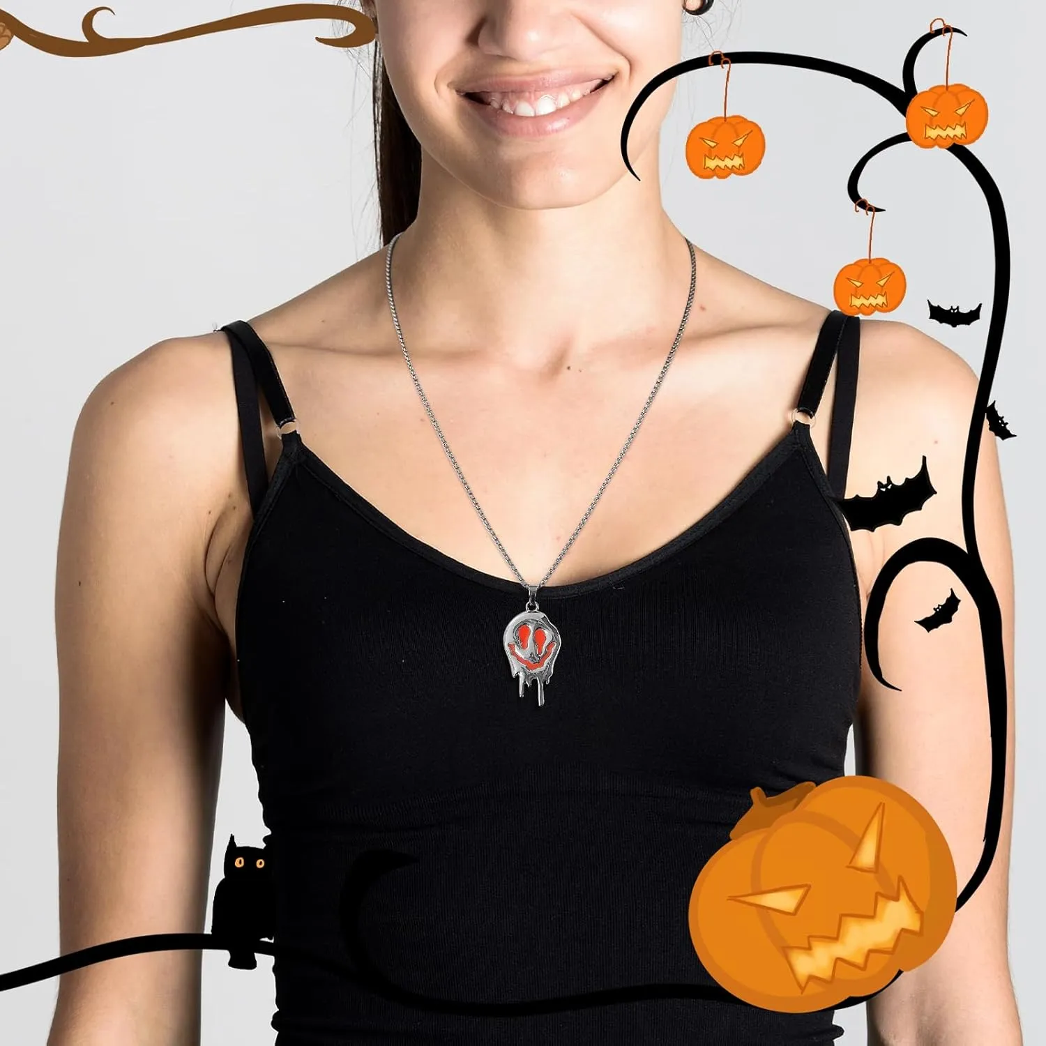 Halloween Glow Grimace Heart Necklace for Women Goth Fluorescent Necklace Glow in The Dark Gothic Halloween Jewelry Accessories