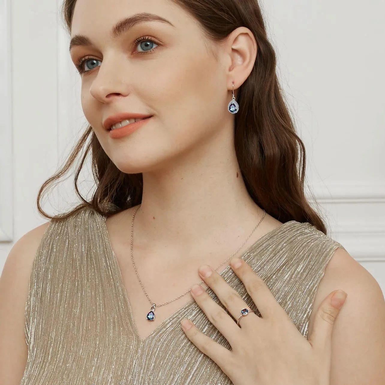 Halo Sparkle Teardrop Leverback Earrings for Women 18K White Gold Plated Opal/Cubic Zirconia Dangle Lightweight Hypoallergenic Jewelry Gifts for Wedding