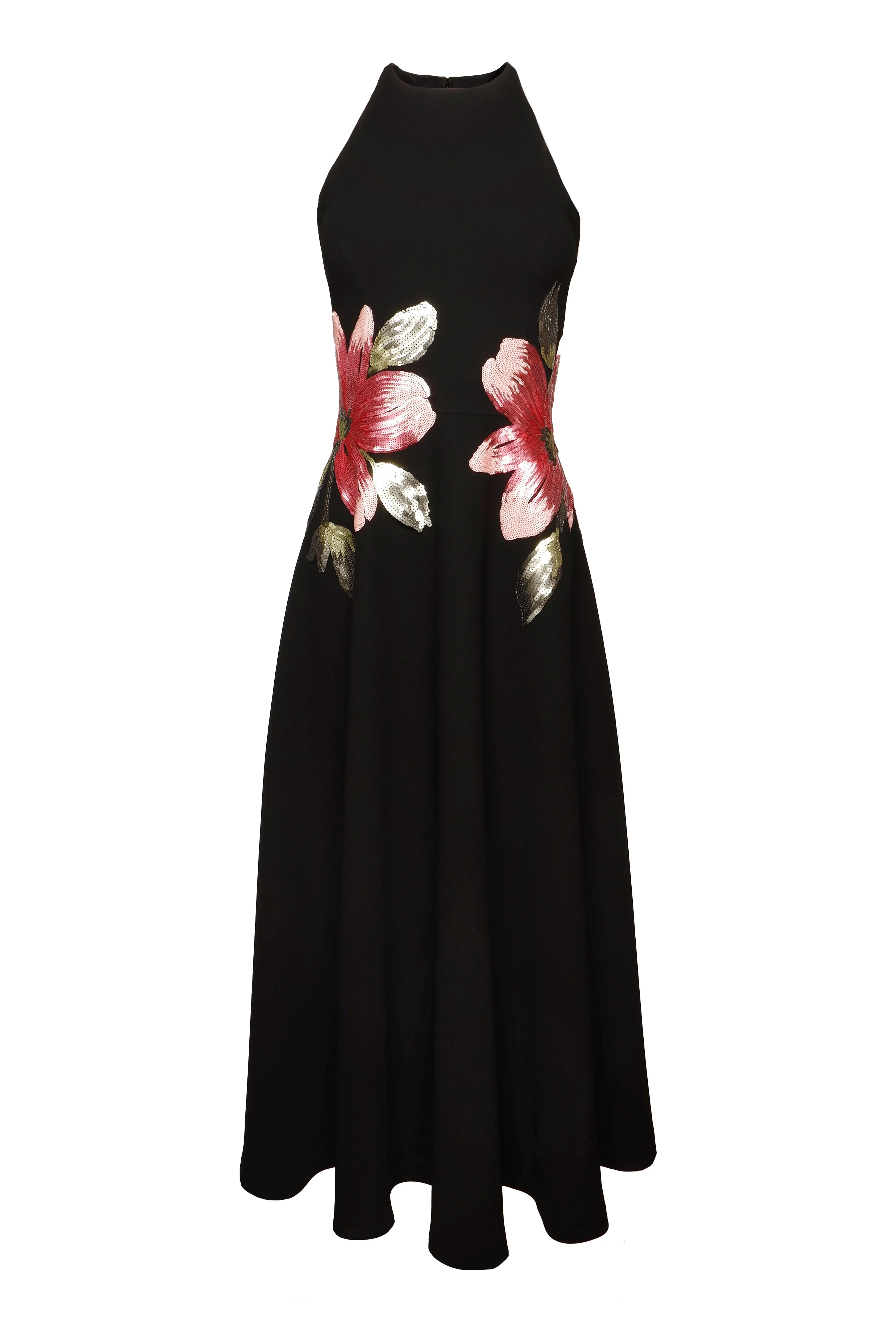 HALTER NECK SLEEVELESS TEA-LENGTH DRESS
