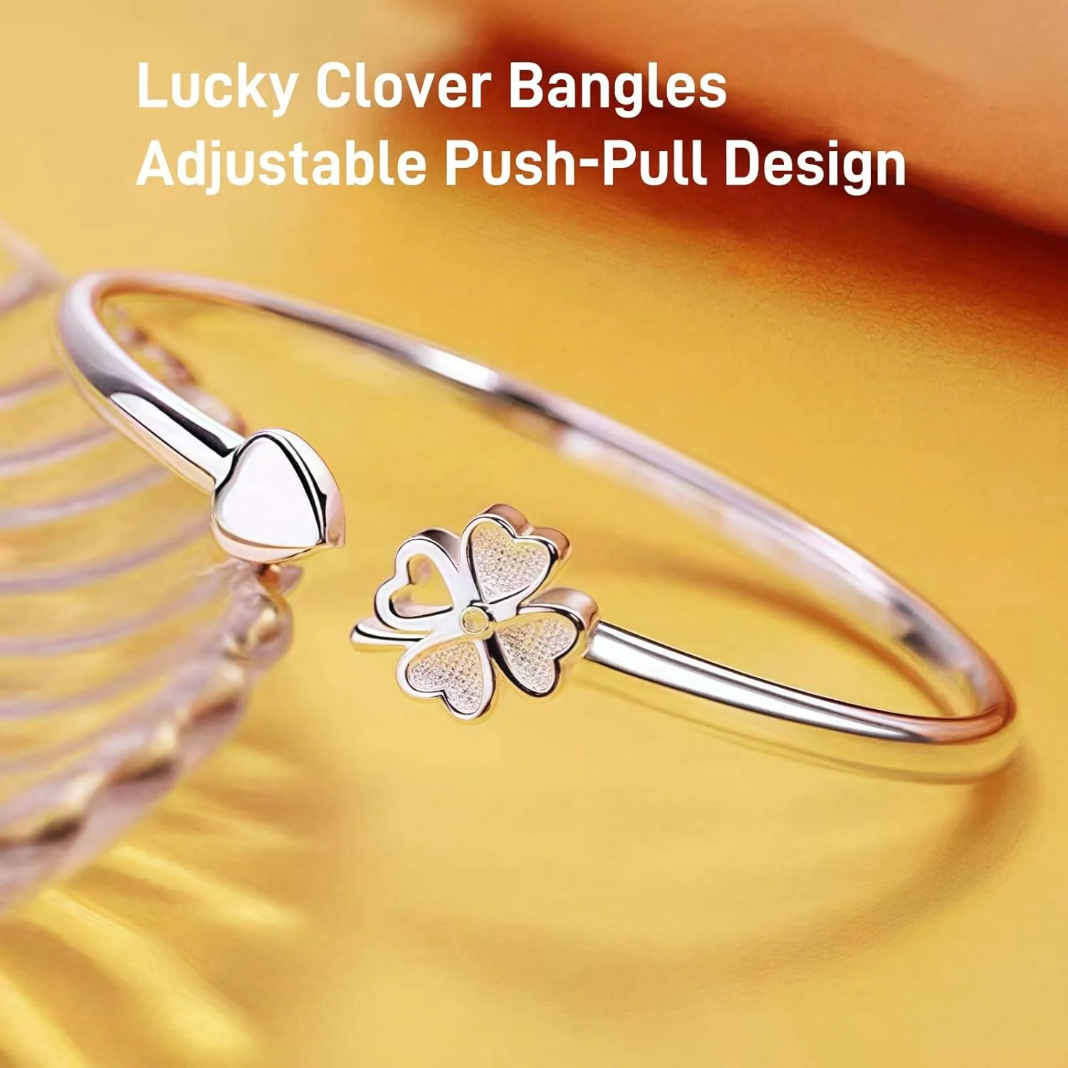 Handmade 925 Sterling Silver Bangle Bracelets For Women Bangle Bracelets High Polish Lucky Cuff Bracelets For Women Love Friendship Open Adjustable Bangle Bracelets Jewelry Gift for Holiday Birthday