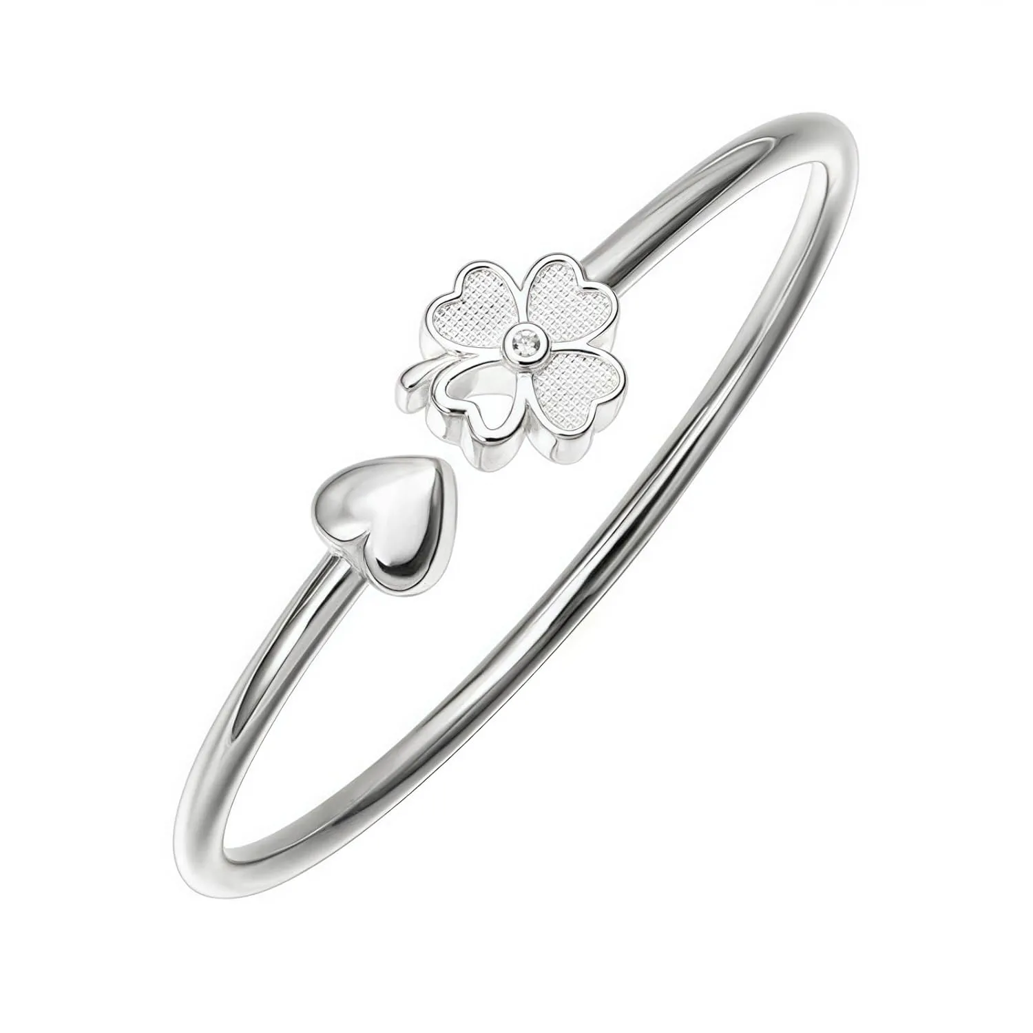 Handmade 925 Sterling Silver Bangle Bracelets For Women Bangle Bracelets High Polish Lucky Cuff Bracelets For Women Love Friendship Open Adjustable Bangle Bracelets Jewelry Gift for Holiday Birthday