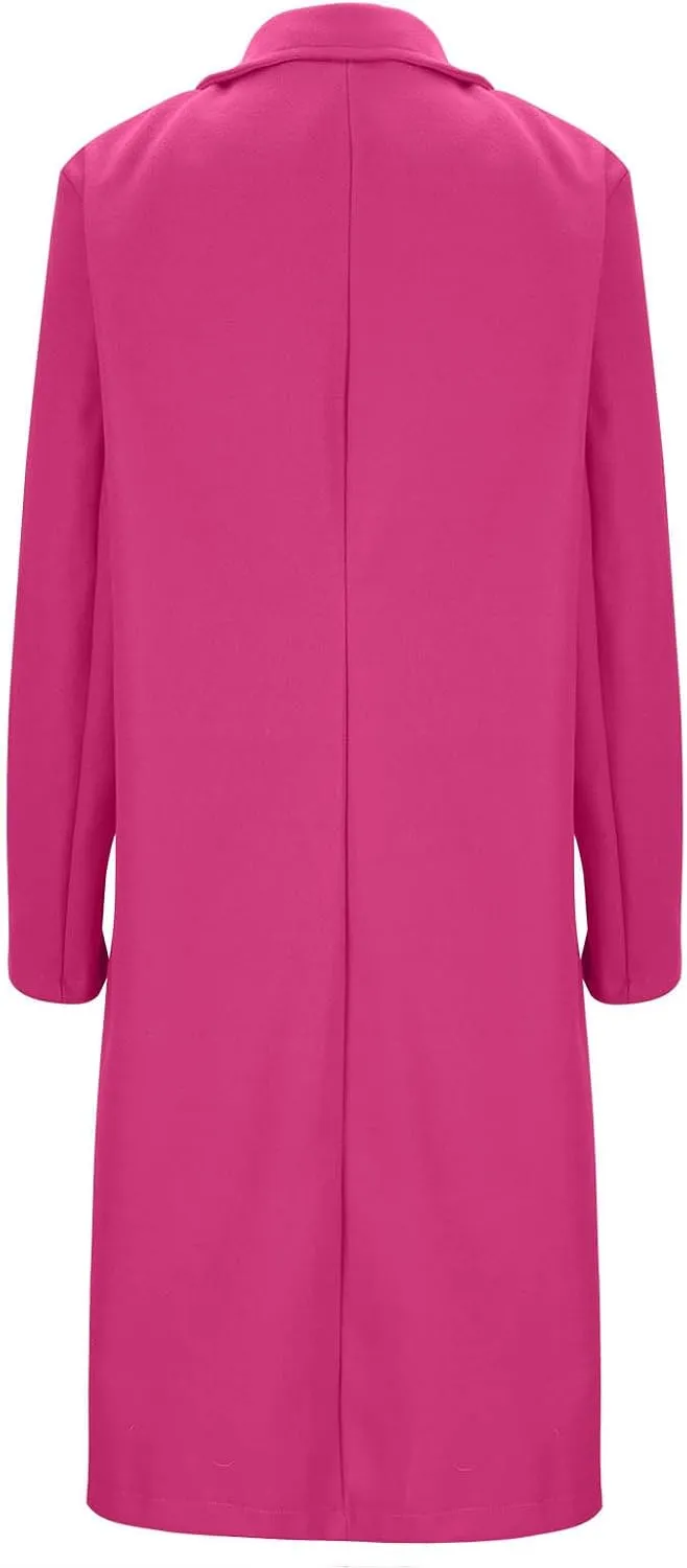 HGps8w Women's Notched Lapel Long Wool Coats Elegant Open Front Winter Wool Blend Peacoat Trench Overcoat with Pockets