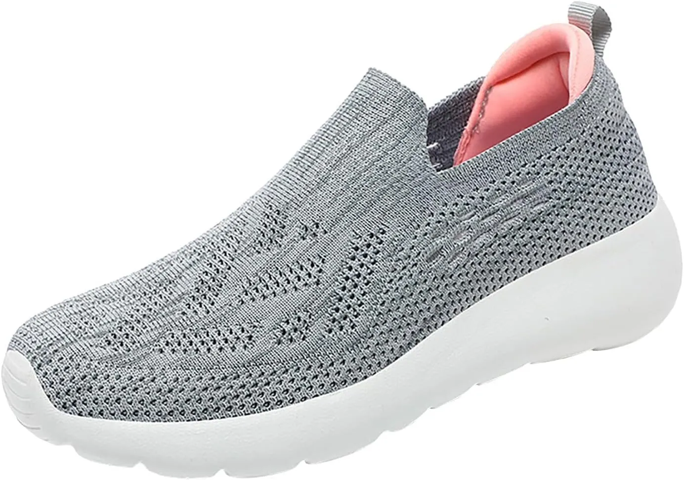 High Heel Sneakers for Women - Breathable Slip-On Wedge Shoes with Foam Cushioning (6.5 UK Gray)
