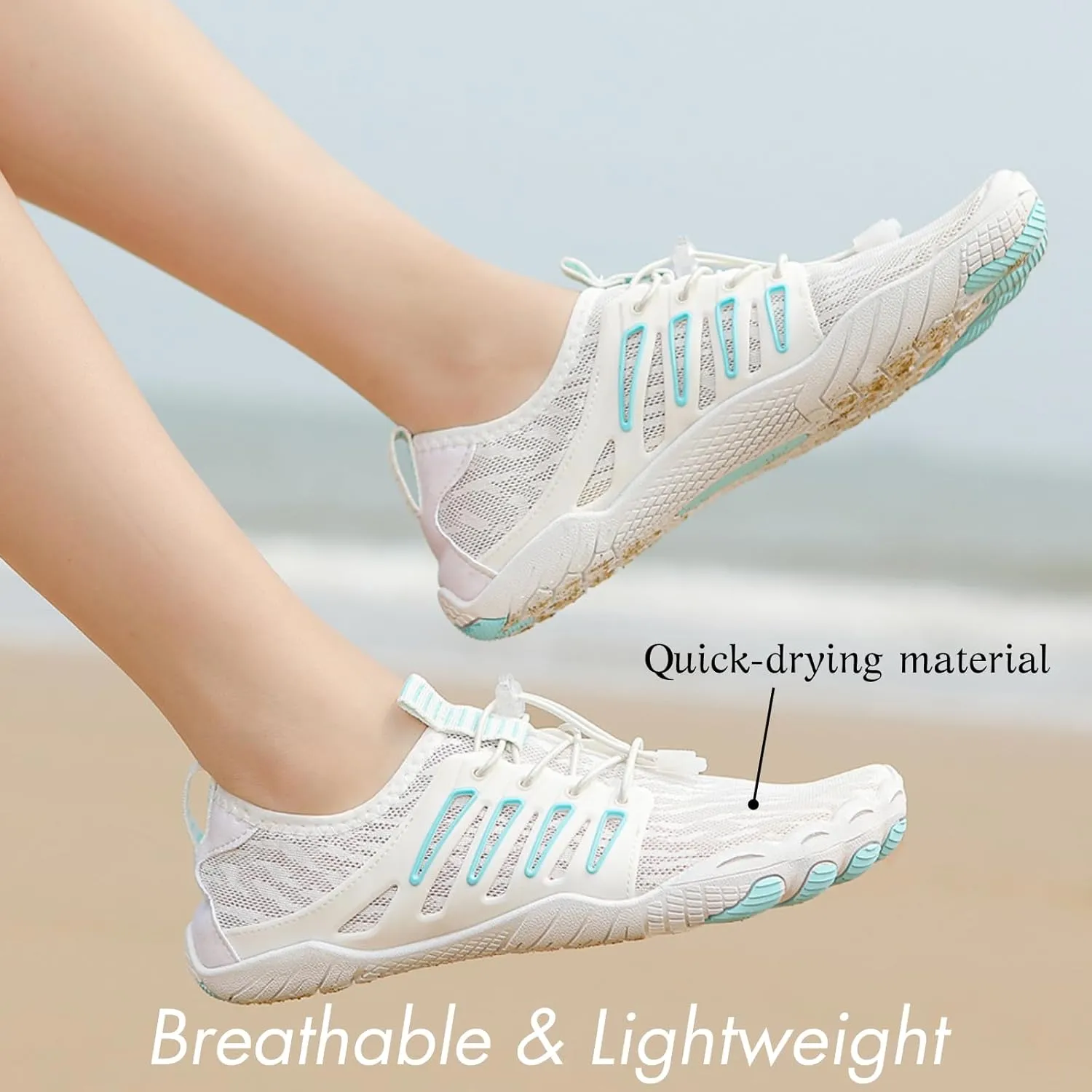 HiGropcore Water Shoes Men Women, Barefoot Wide Toe Box Beach Shoes, Quick Dry Breathable Swim Aqua Socks with Drainage