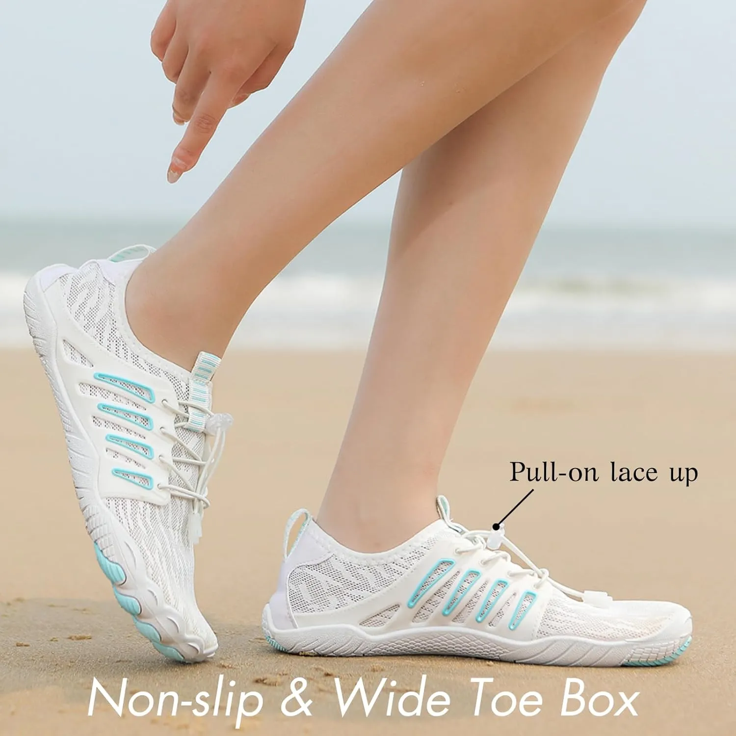 HiGropcore Water Shoes Men Women, Barefoot Wide Toe Box Beach Shoes, Quick Dry Breathable Swim Aqua Socks with Drainage
