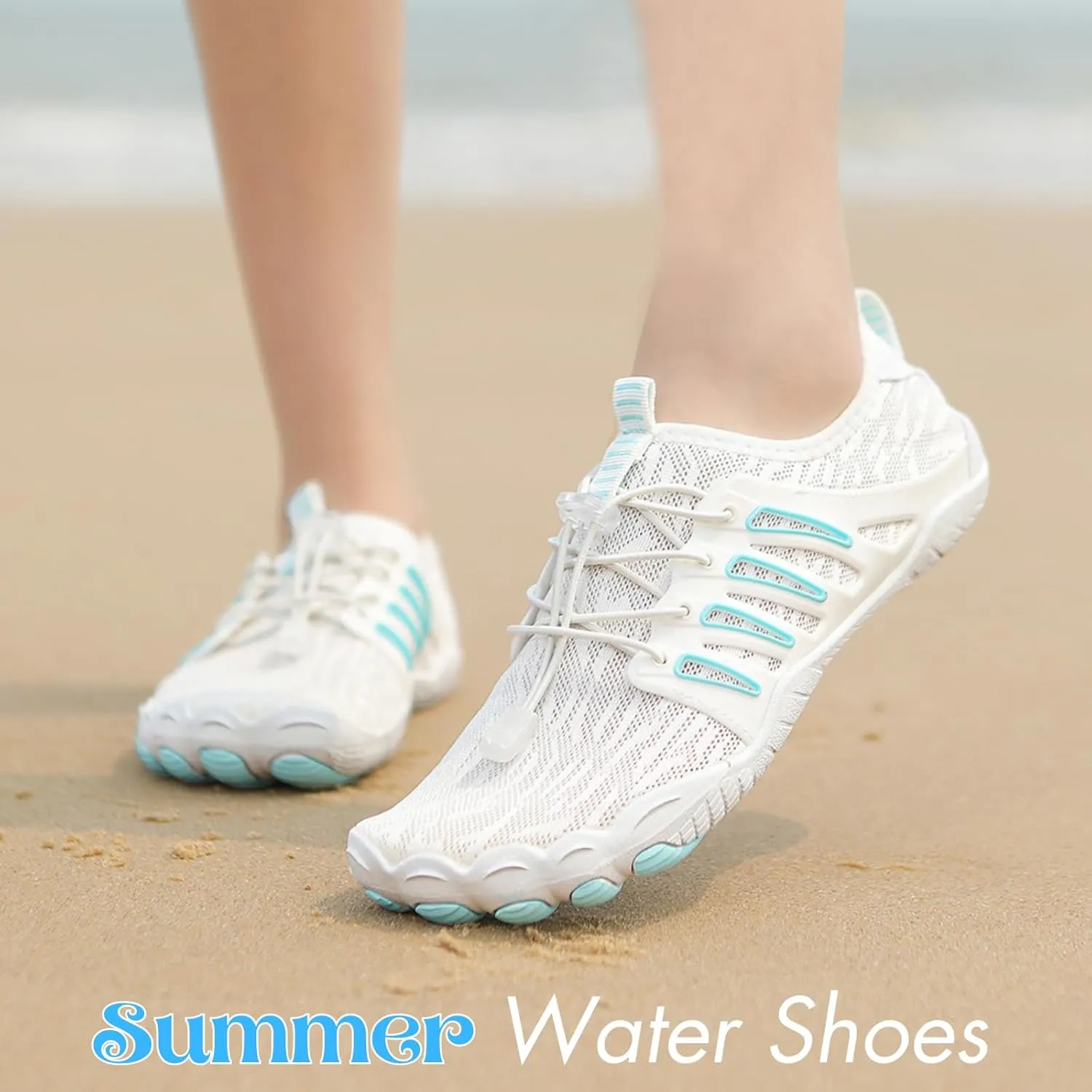 HiGropcore Water Shoes Men Women, Barefoot Wide Toe Box Beach Shoes, Quick Dry Breathable Swim Aqua Socks with Drainage