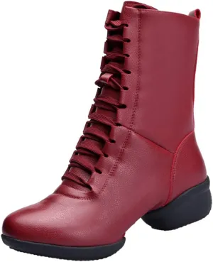 HIPPOSEUS Women's High Top Breathable Soft Modern Dance Shoes Jazz Boots Dance Sneakers with Split Sole
