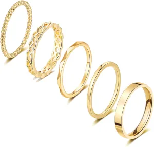Honsny Rings Stacking Rings for Women Stackable Silver Rings Thin Rose Band Ring Set Simple Midi Thumb Finger Ring Size 4-11