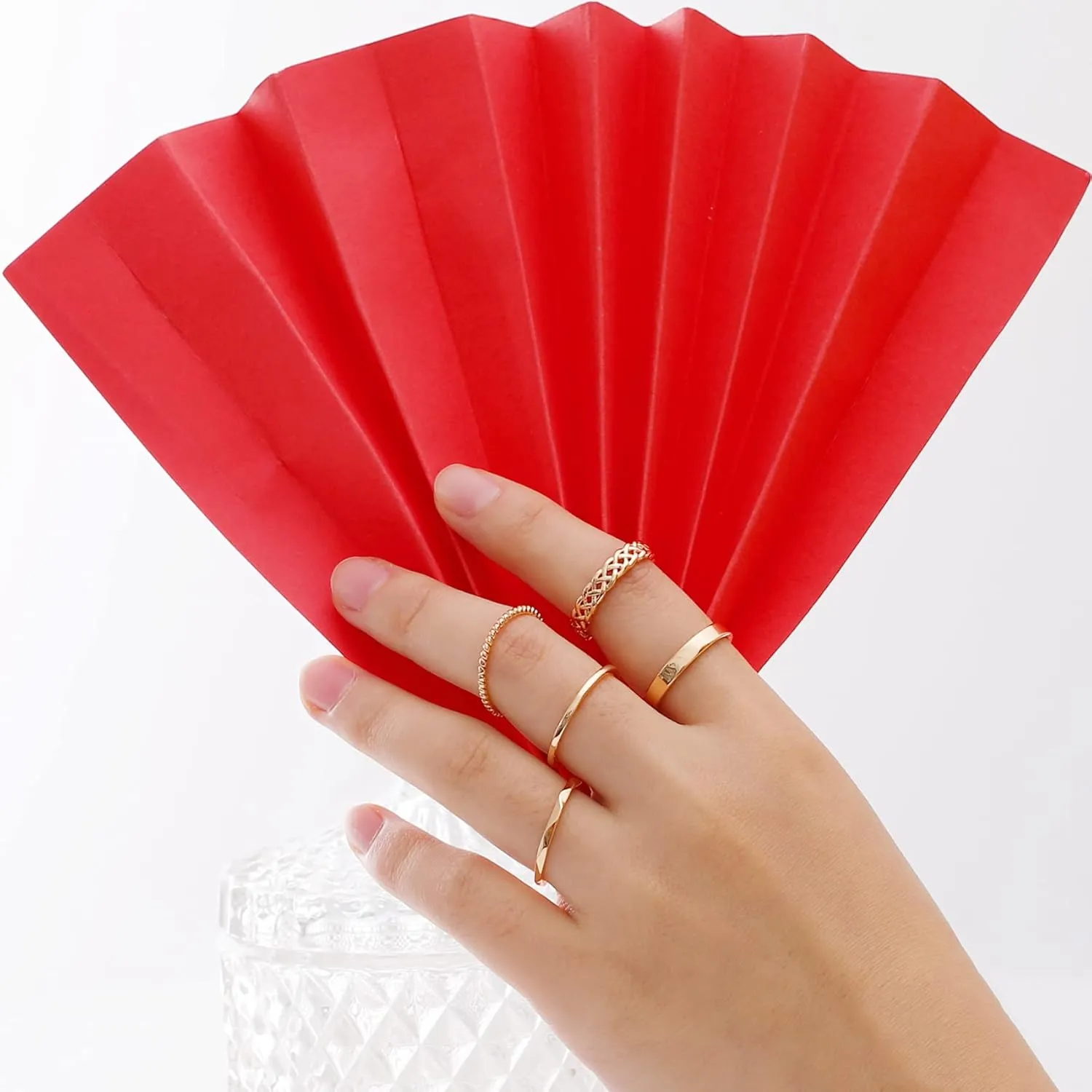 Honsny Rings Stacking Rings for Women Stackable Silver Rings Thin Rose Band Ring Set Simple Midi Thumb Finger Ring Size 4-11