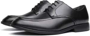 HOOENG Dress Oxford for Men Lace Up Apron Toe Round Toe Vegan Leather Anti-Slip Rubber Sole Non Slip Prom