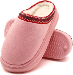 House Slippers for Woman Men, Womens slippers Platform EVA sole Warm Fuzzy Faux Fur Lined Suede Short Ankle Boots Memory Foam shoes for Women Anti-Slip Boot Indoor Size