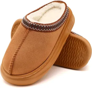 House Slippers for Woman Men, Womens slippers Platform EVA sole Warm Fuzzy Faux Fur Lined Suede Short Ankle Boots Memory Foam shoes for Women Anti-Slip Boot Indoor Size