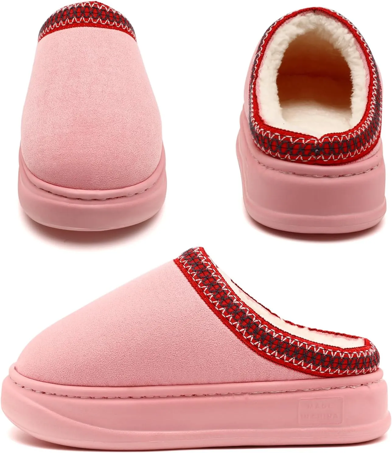 House Slippers for Woman Men, Womens slippers Platform EVA sole Warm Fuzzy Faux Fur Lined Suede Short Ankle Boots Memory Foam shoes for Women Anti-Slip Boot Indoor Size