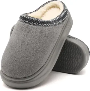 House Slippers for Woman Men, Womens slippers Platform EVA sole Warm Fuzzy Faux Fur Lined Suede Short Ankle Boots Memory Foam shoes for Women Anti-Slip Boot Indoor Size
