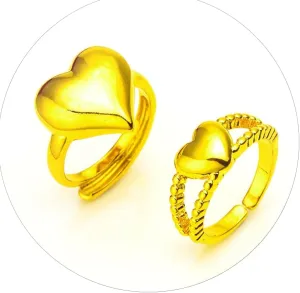 HUASAI 2PCS Colorful Heart Ring Gold Knuckle Rings Set Couple Heart Bands Rings Stackable Midi Finger Rings Stacking Preppy Rings Pack for Women Girls