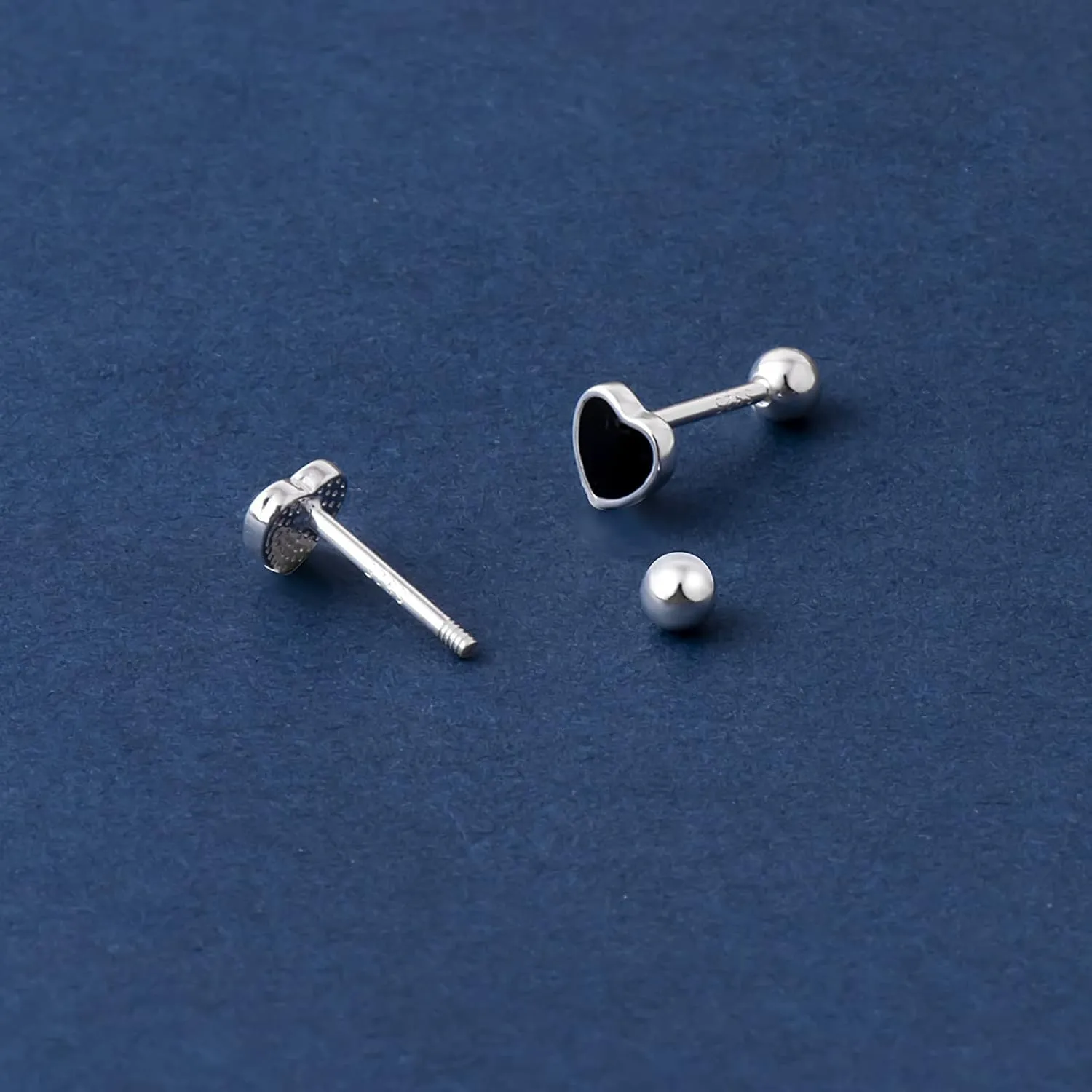 Hypoallergenic 925 Sterling Silver Stud Earrings for Women With Screw Back Small Butterfly Heart Flower Earrings for Girls Tragus Cartilage Jewelry Gifts