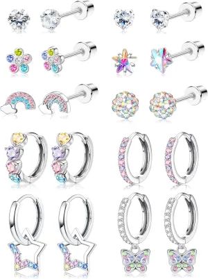 Hypoallergenic Earrings For Girls Women Surgical Stainless Steel Screw Back Earrings Set For Sensitive Ears Kids Earrings Toddler Earrings Cute Girls Earrings