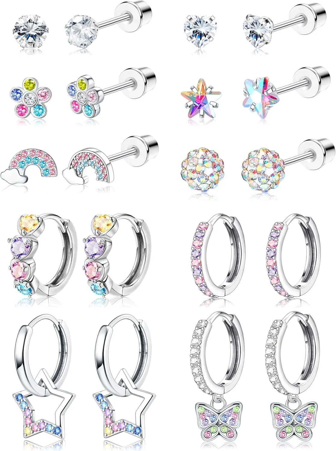 Hypoallergenic Earrings For Girls Women Surgical Stainless Steel Screw Back Earrings Set For Sensitive Ears Kids Earrings Toddler Earrings Cute Girls Earrings