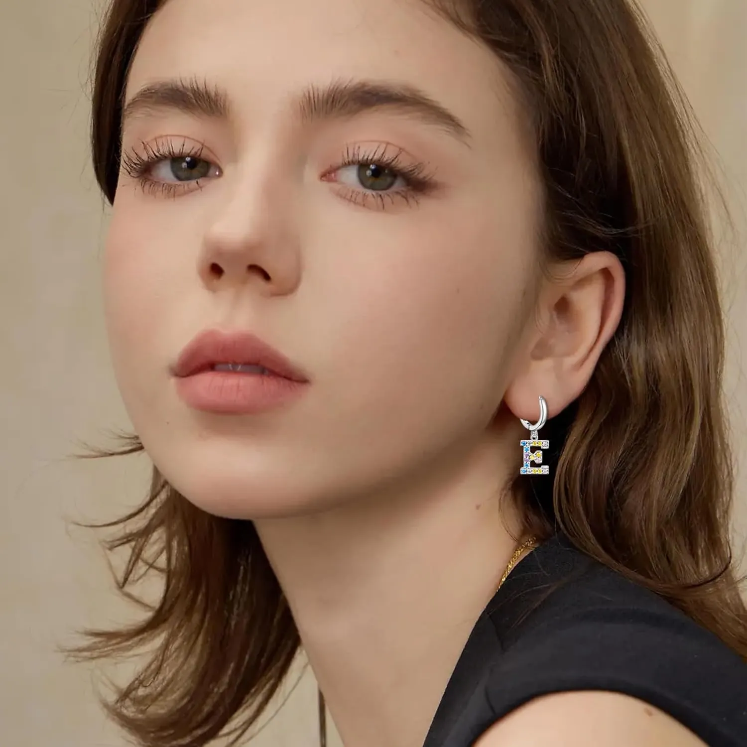 Hypoallergenic Earrings for Women Girls Sterling Silver 925-Littel Cute Kids Stud Hoop Initial Letter Dangle Earring Jewelry Present